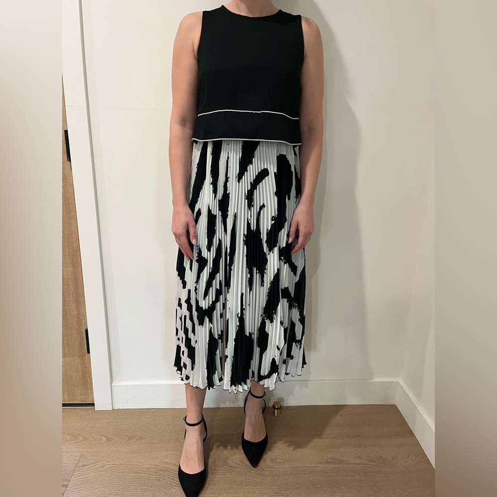 Proenza Schouler Black & White Pleated Printed Crepe Dress (size 6) - never worn